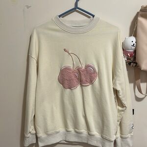 Kirsh Cream Sweatshirt with Pink Cherry Design